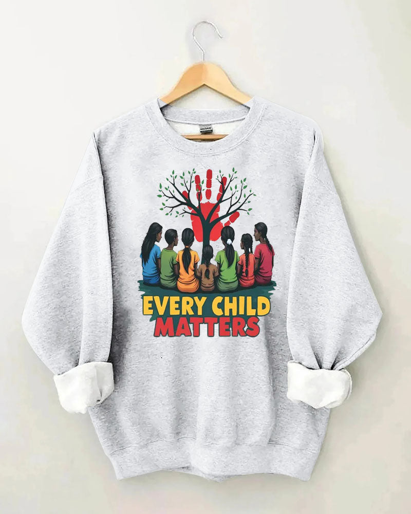 Women's Slogan  Every Child Matters  Print Round Neck Sweatershirts