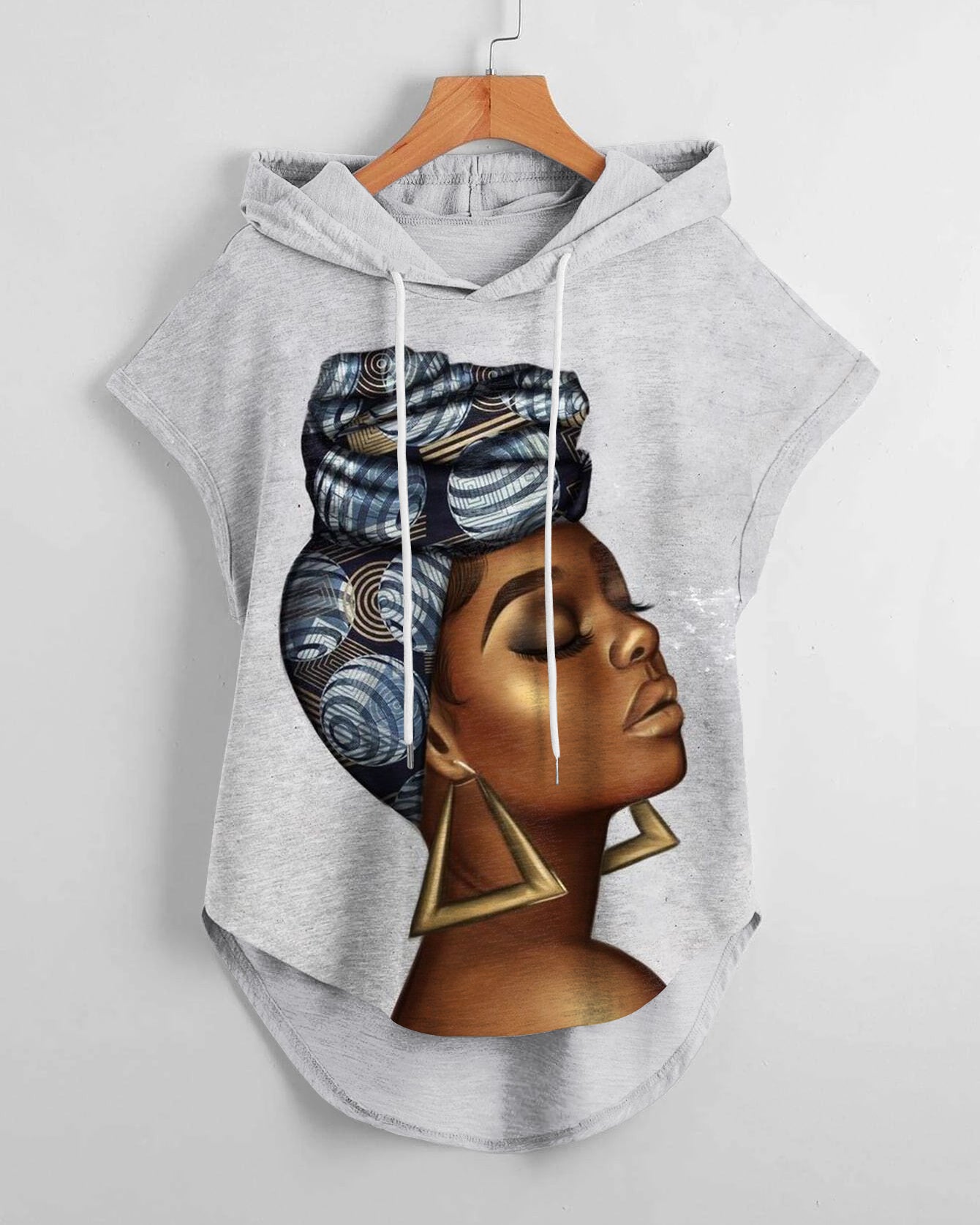 African Beauty Women Hem Drawstring Hooded Tee