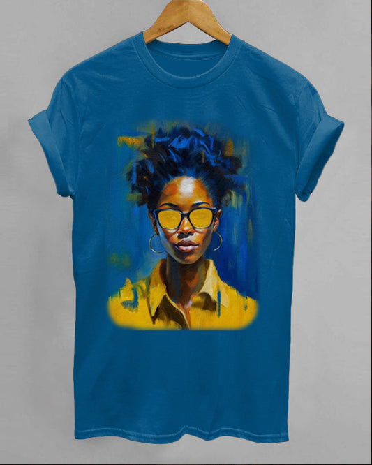 Casual T-Shirt With Printed Sunglasses Girl