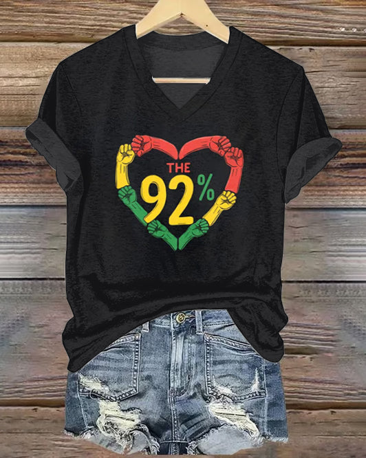 Strong Black History V Neck Short Sleeve Tshirt