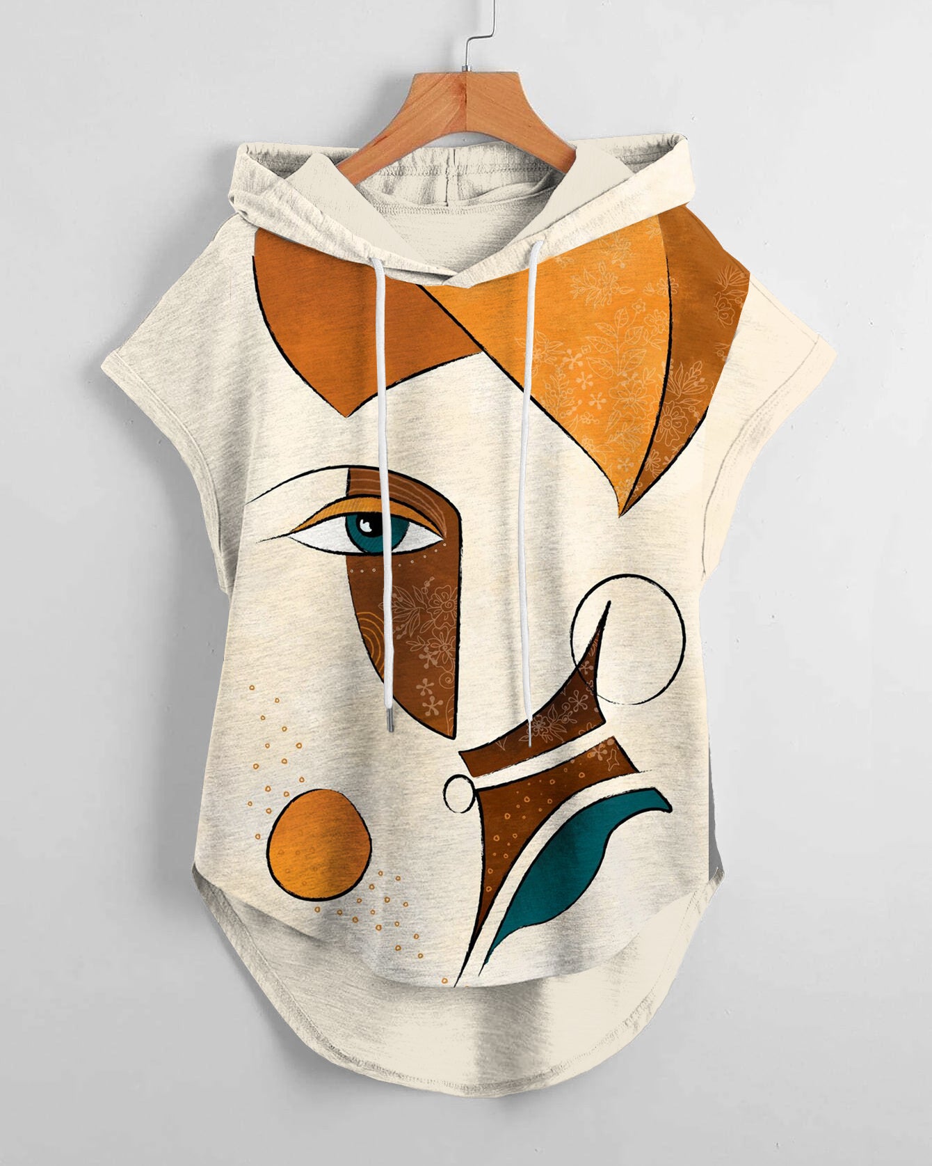 Abstract African Femile Drawstring Hooded Tee