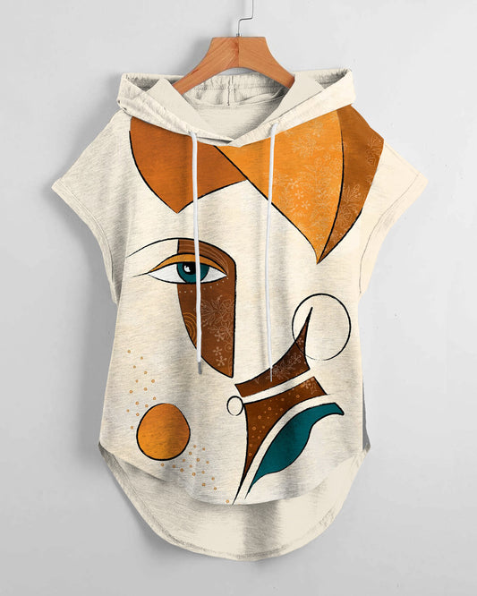 Abstract African Femile Drawstring Hooded Tee