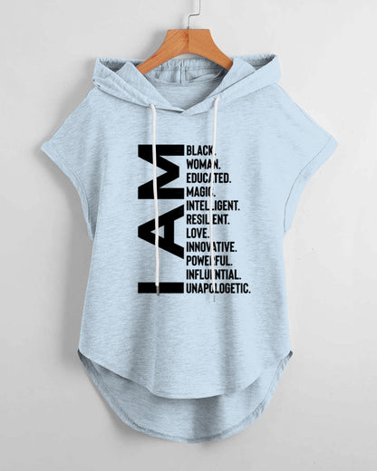 Black Lives Matter Hem Drawstring Hooded Tee