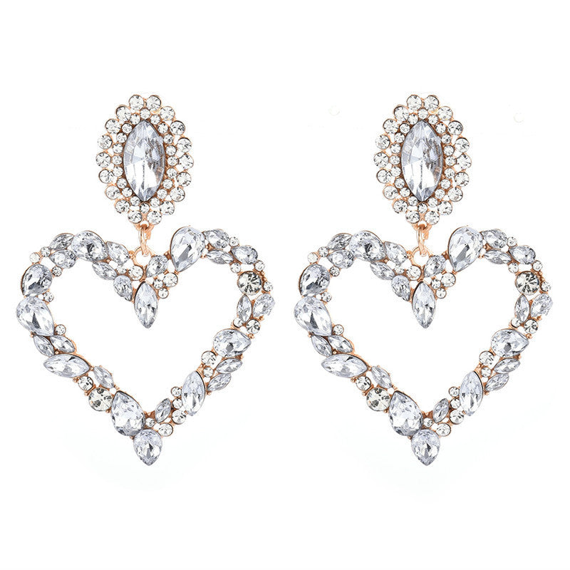 Heart-shaped Alloy Retro Earrings Drill Ear Rings