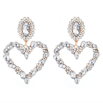 Heart-shaped Alloy Retro Earrings Drill Ear Rings