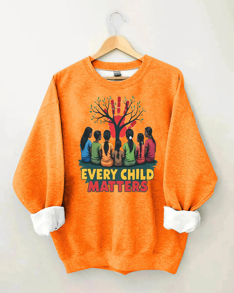 Women's Slogan  Every Child Matters  Print Round Neck Sweatershirts