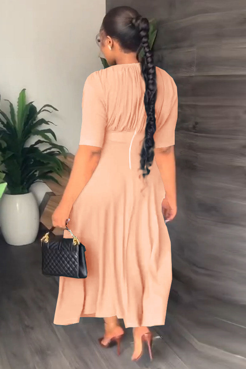 Ruched High Waist Asymmetrical Elegant Maxi Dresses