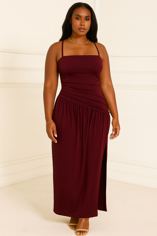 Sleeveless Sexy Tube Top Pleated Long Dress