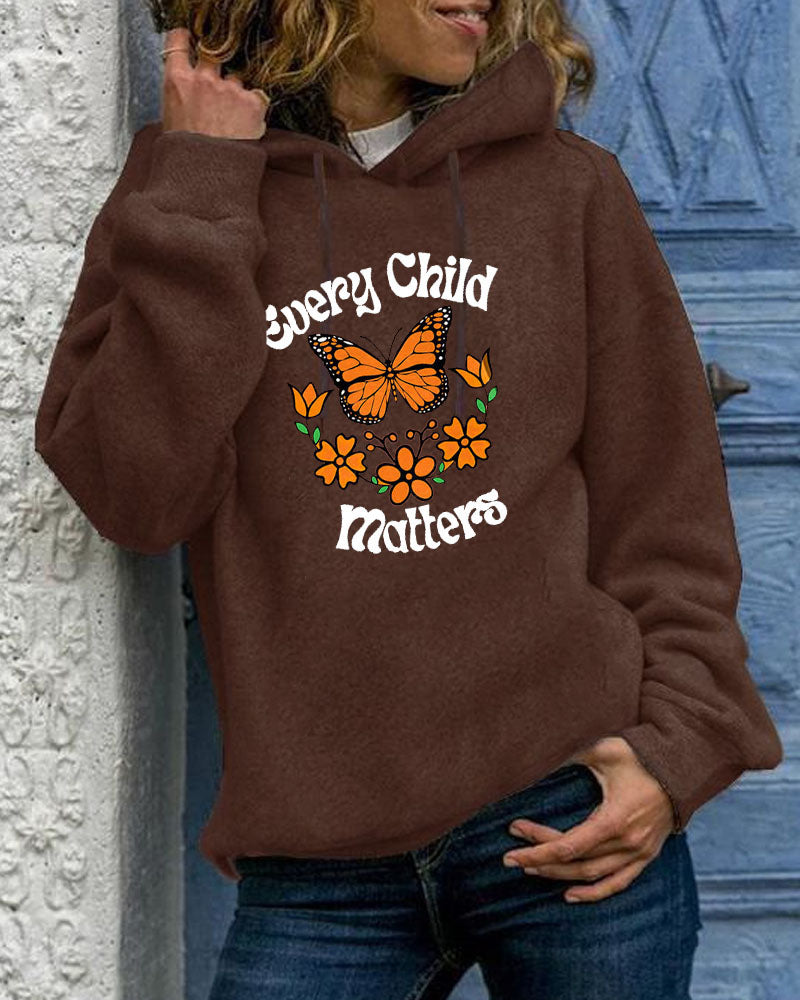 Women's Slogan  Every Child Matters With Pocket Long Sleeve Hoodie