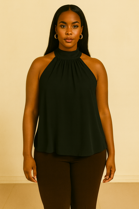 Pure Color Halter Lace-up Vest T-shirt Casual Top