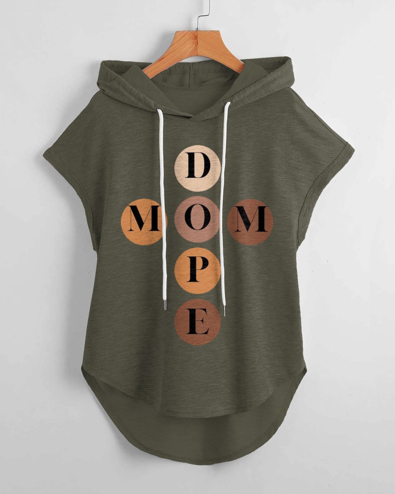 Mom Dope Hem Drawstring Hooded Tee