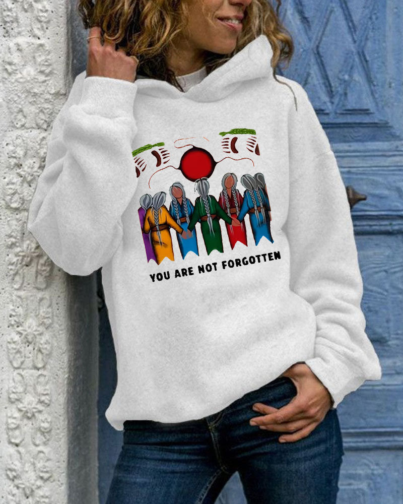 Women's Slogan   Every Child Matters You Are Never Forgotten With Pocket Long Sleeve Hoodie