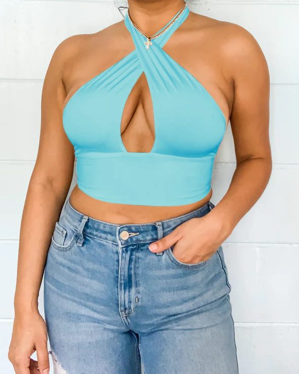 Halter Cutout Sleeveless Cropped Top