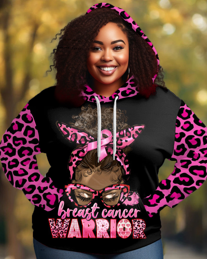 Messy Bun Breast Warrior Dtf Transfer Long-sleeved Hoodie