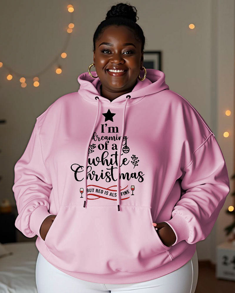 Women's Christmas Print Pocket Long Sleeve Hoodie