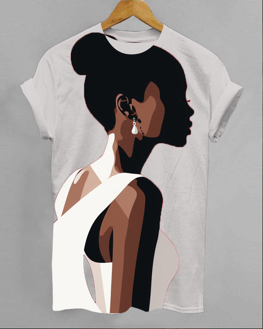 Beautiful Side Profile Of Black Girl Casual T-Shirt