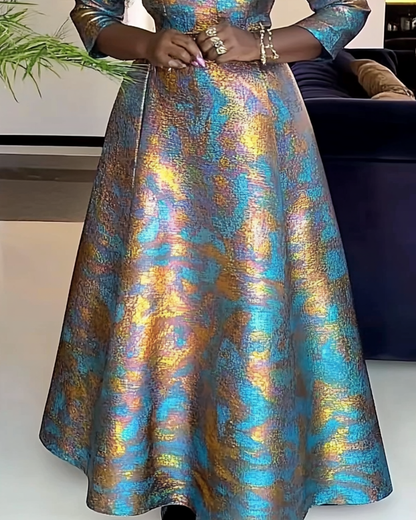 Elegant Crew Neck Half Sleeve Maxi Dresses