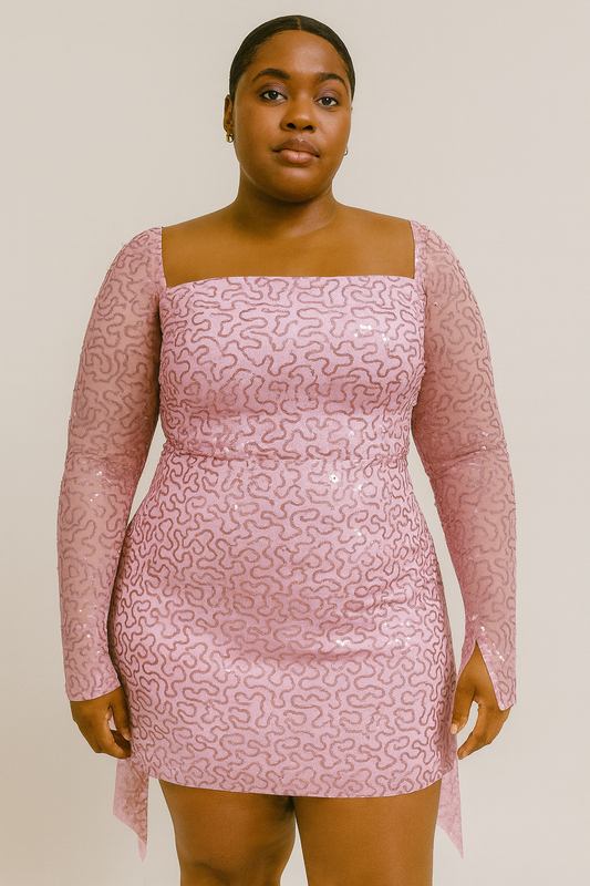 Sequined Long Sleeve A- line Skirt Sexy Backless Lace up Short Skirt