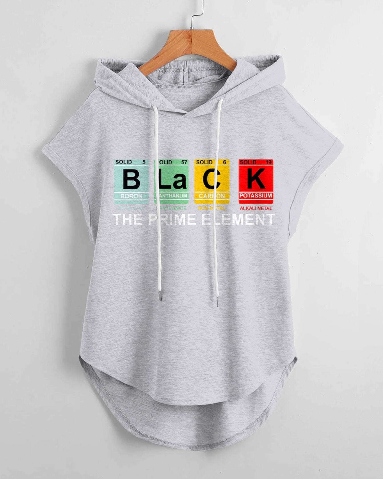 Black The Prime Element Hem Drawstring Hooded Tee