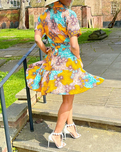 Women's Casual Print Short Sleeve Short Dress