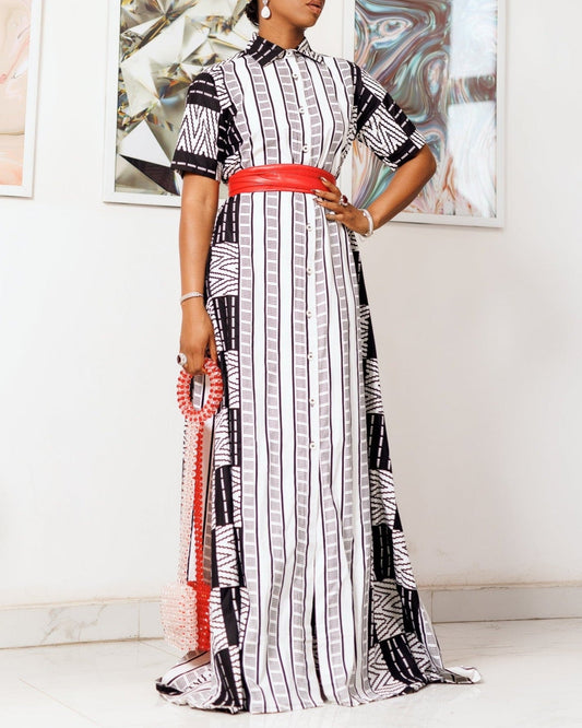 Women's Casual Print Kaftan Maxi Dress