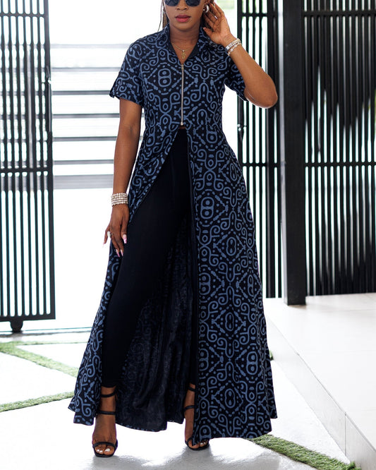 Women's Casual Print Short Sleeve Zipper Kimono/Jacket