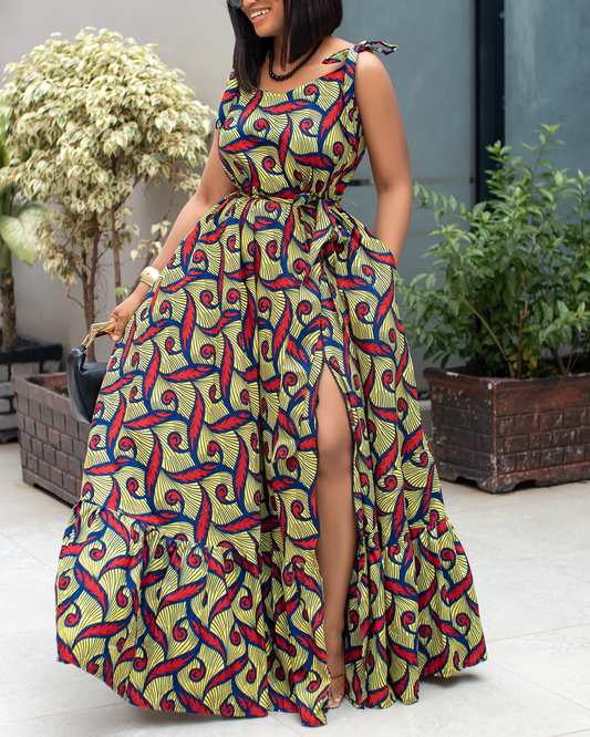 Women's Casual Print Sleeveless Maxi Dress