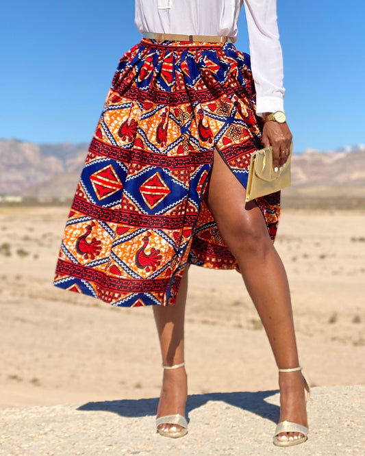 Women's Casual Print Midi Skirt