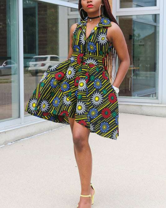 Women's Fashion Print Sleeveless Mini Dress