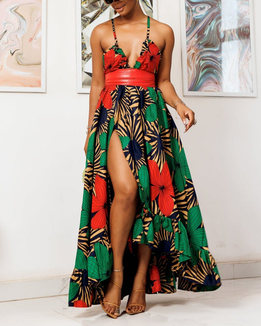 Women's Casual Print Sleeveless Vacation Maxi Dress