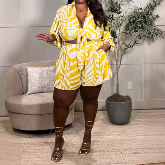 Hot Sale Sexy Print plus Size Two-Piece Suit Vacation Style Suit