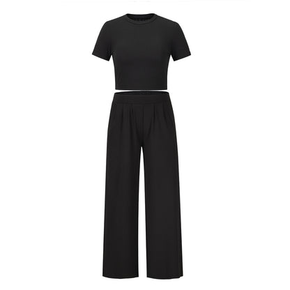 Fashion Casual Set Short-Sleeved T-shirt + Trousers Two-Piece Suit plus Size Women's Clothing