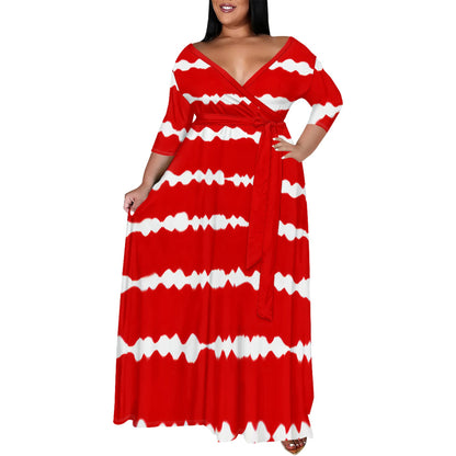 plus Size Women's Clothing Fashion Casual Printing Dress