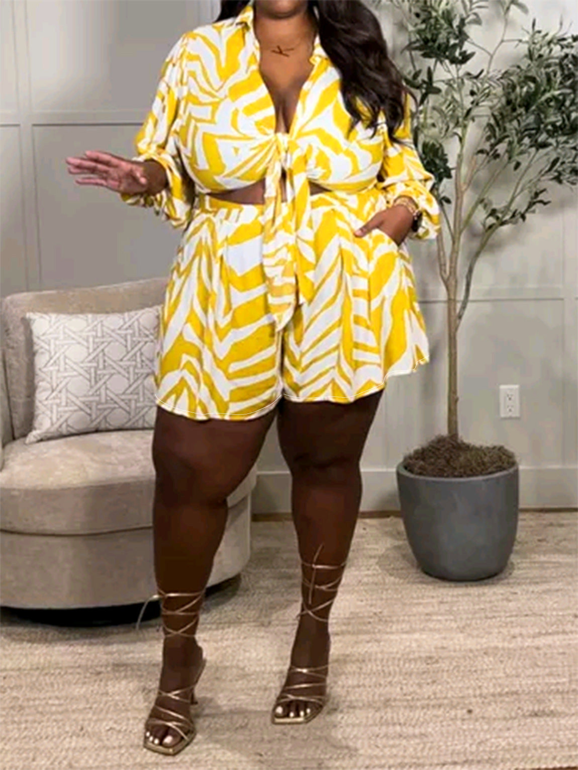 Hot Sale Sexy Print plus Size Two-Piece Suit Vacation Style Suit