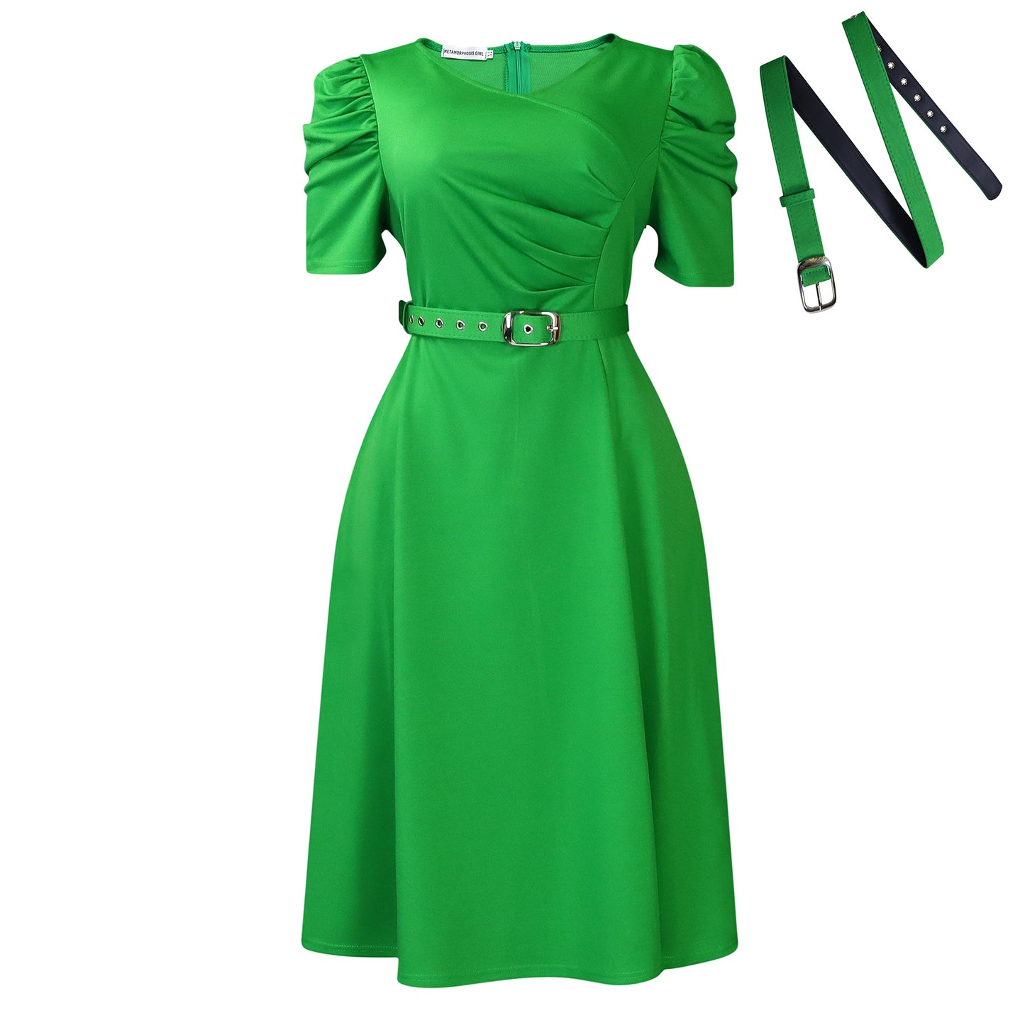 Summer New Fashion Temperament Elegant V-neck Pleated Large Swing Skirt Dress