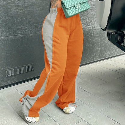 New Street Fashion Color Contrast Loose Sweatpants Casual Trousers