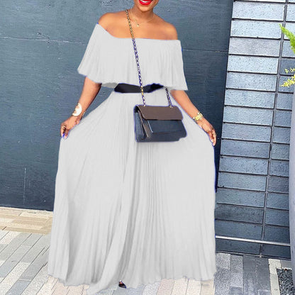 Sexy off-Shoulder Pleated Dress Dress