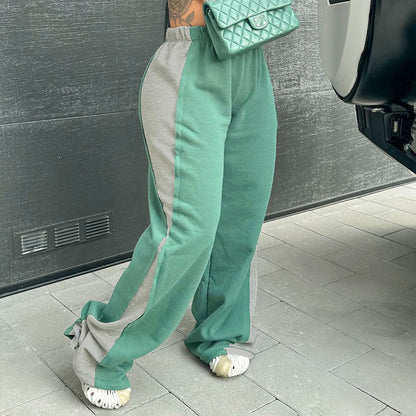 New Street Fashion Color Contrast Loose Sweatpants Casual Trousers