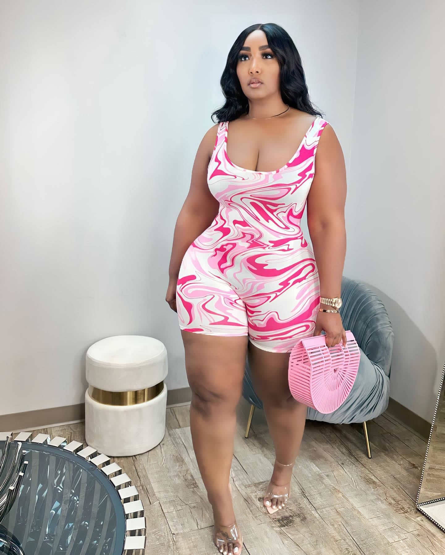 Plus Size Color Printed Jumpsuit