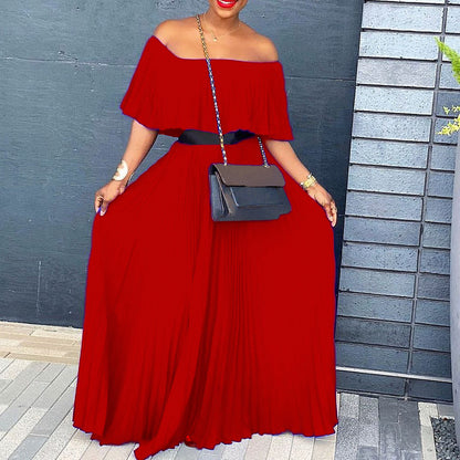 Sexy off-Shoulder Pleated Dress Dress