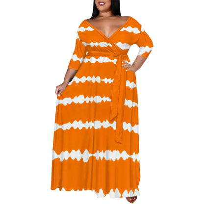 plus Size Women's Clothing Fashion Casual Printing Dress