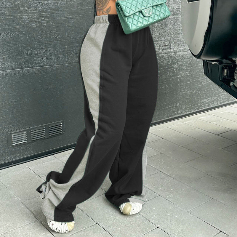 New Street Fashion Color Contrast Loose Sweatpants Casual Trousers