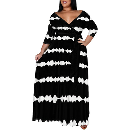 plus Size Women's Clothing Fashion Casual Printing Dress