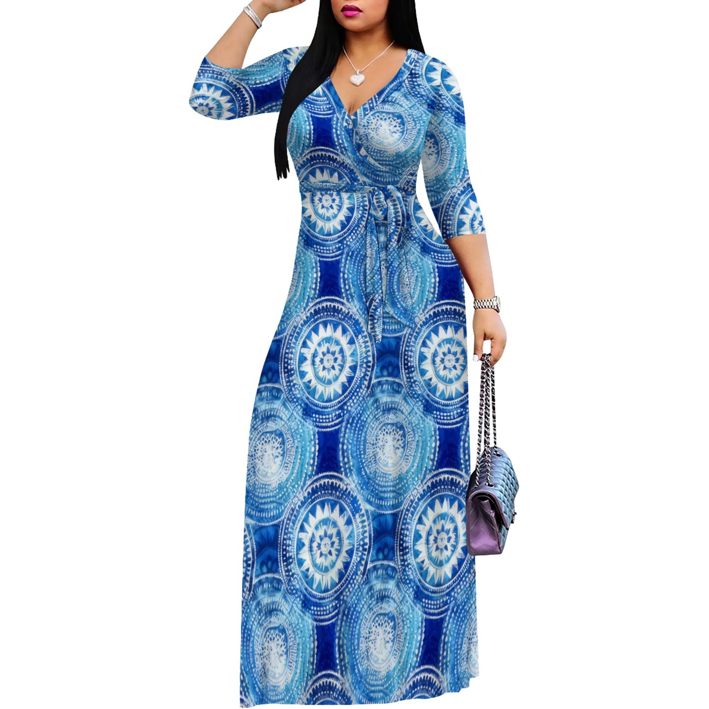 Elegant Commute Leisure Printed V-neck Dress