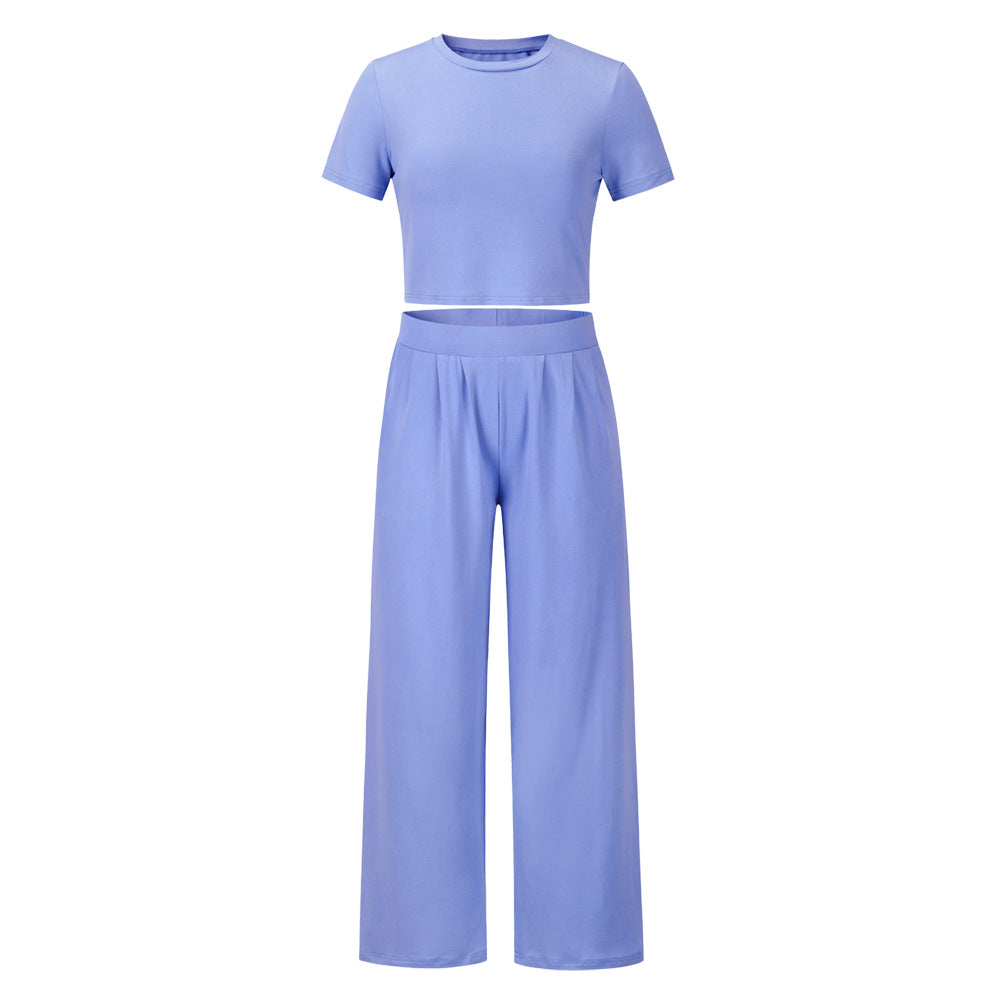 Fashion Casual Set Short-Sleeved T-shirt + Trousers Two-Piece Suit plus Size Women's Clothing