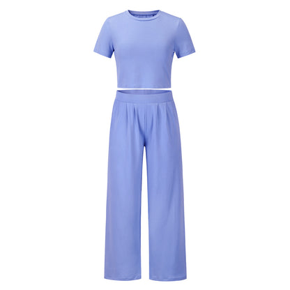 Fashion Casual Set Short-Sleeved T-shirt + Trousers Two-Piece Suit plus Size Women's Clothing