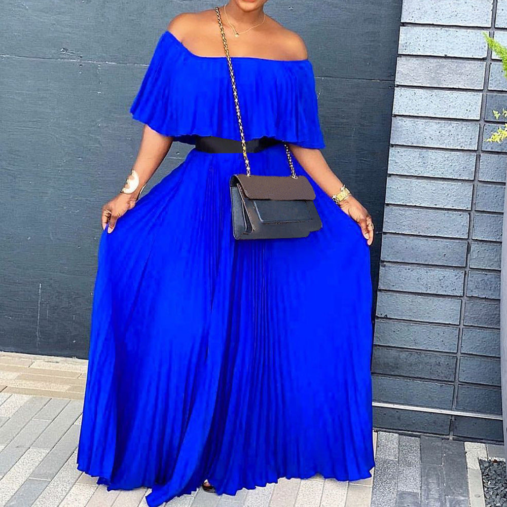 Sexy off-Shoulder Pleated Dress Dress