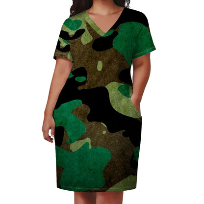 Hot-Sale Women's Clothing Temperament Leisure Camouflage Printing plus Size Dress