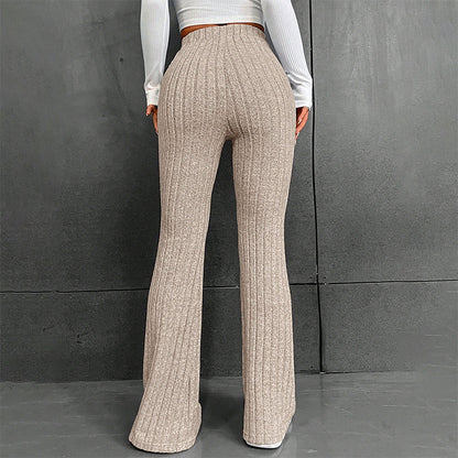 Autumn and Winter New Fashionable Solid Color All-Matching Wide Sunken Stripe Casual Trousers