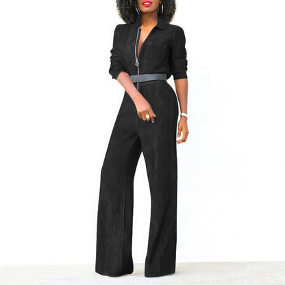 New plus Size Zipper Denim Jumpsuit